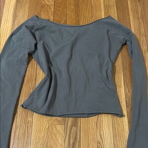 Brandy Melville off the shoulder grey/green top
